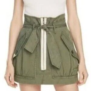 Marissa Webb Hannah military green canvas mini skirt size 0 sash belt